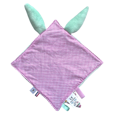 face doudou menthe te Liberty - coton vichy rose - cadeau bébé fille