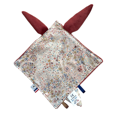 doudou pour bébé plat et tout doux tissu étoilé Liberty multicolor