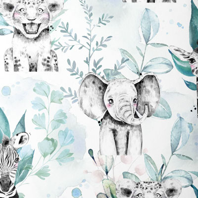 Tissu en coton savane vert et bleu utilisé pour la confection des tapis d'éveil ou de Gaston le dragon - sur mesure